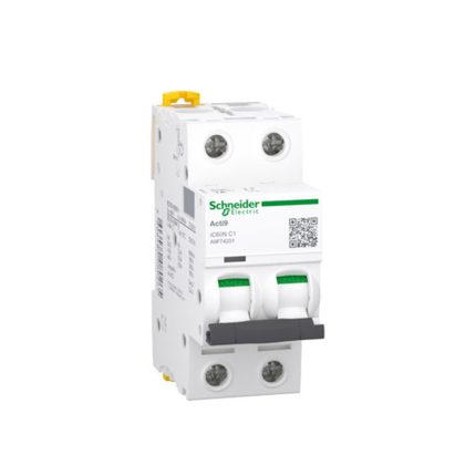 Schneider miniature circuit breaker, 2 poles, 1 amp, 6kA, AC/DC motor