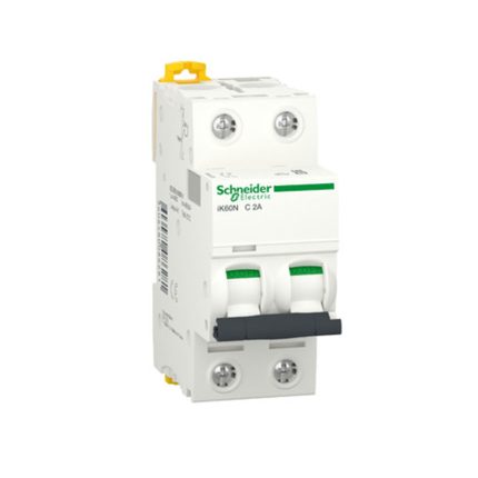 Schneider miniature circuit breaker, 2-pole, 2 amps, 6kA, AC motor