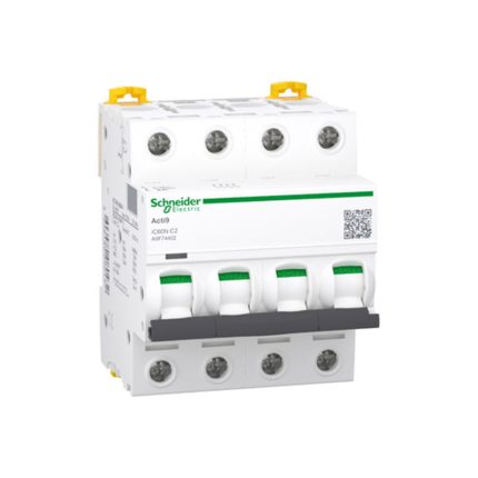 Schneider miniature circuit breaker, four-pole, 40 amps, 6kA, DC/AC motorized
