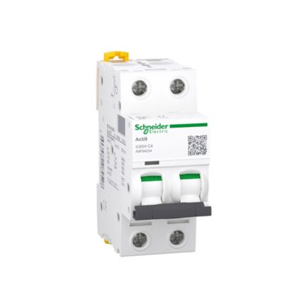 Schneider miniature circuit breaker, 2 poles, 4 amps, 10kA, AC/DC motor