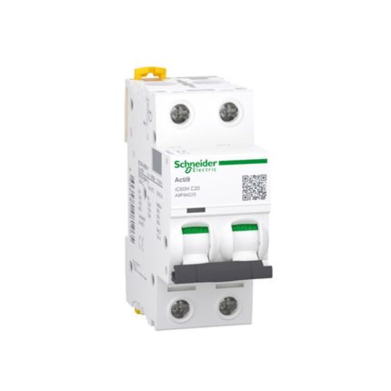 Schneider miniature circuit breaker, 2-pole, 20 amps, 10kA, AC/DC motorized