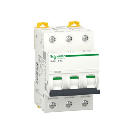 Schneider miniature circuit breaker, three-pole, 10 amps, 6kA, lighting, AC/DC