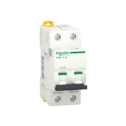 Schneider miniature circuit breaker, 2-pole, 4 amps, 6kA, AC motor