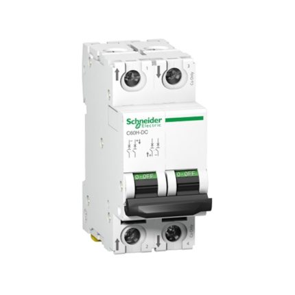 Schneider miniature circuit breaker, 2-pole, 2 amps, 10kA, DC motor