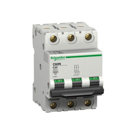 Schneider miniature circuit breaker, three-phase, 20 amps, 6kA, AC motor